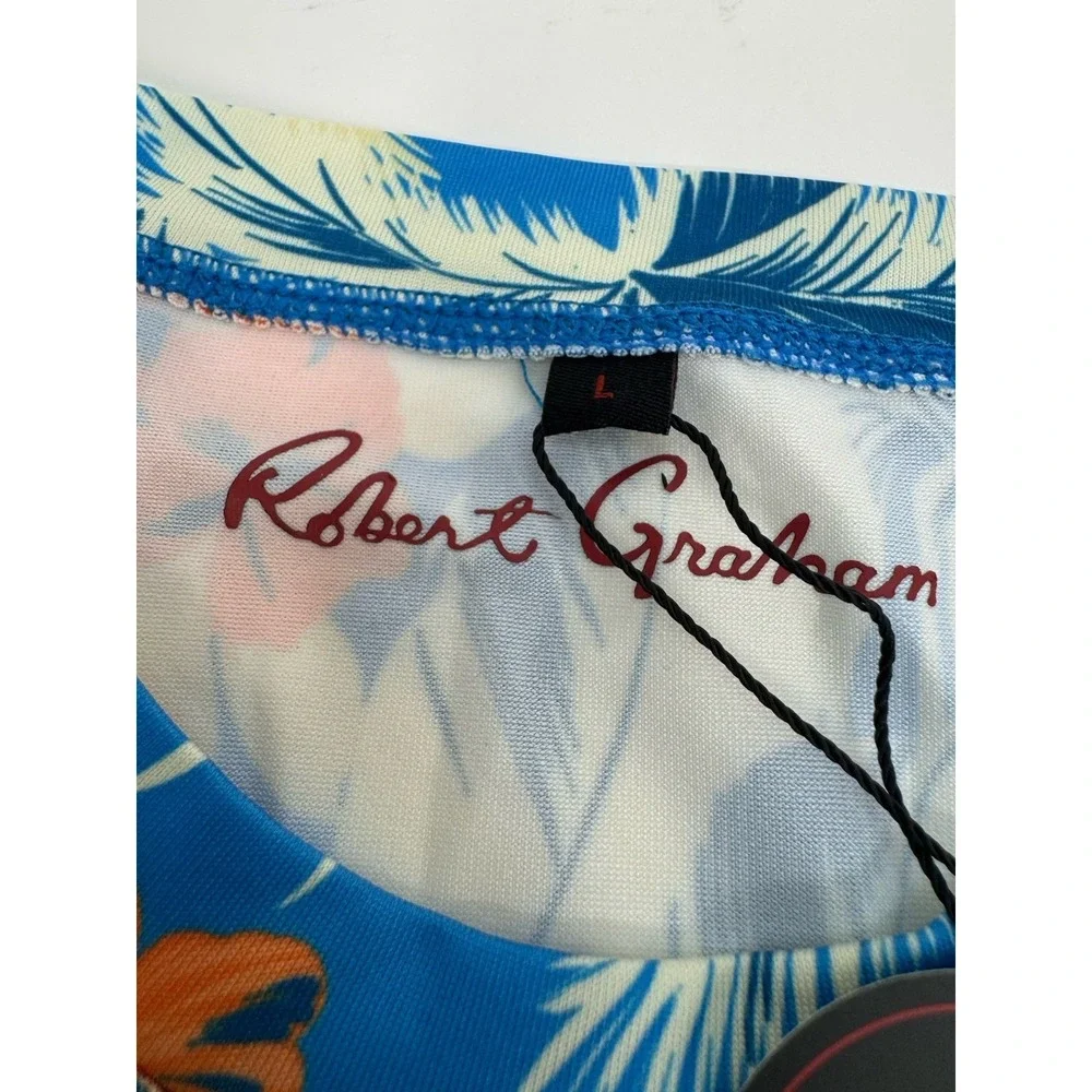 NWT Robert Graham Tropical Forest Long Sleeve Swim Shirt UPF 50  Men's LARGE $78